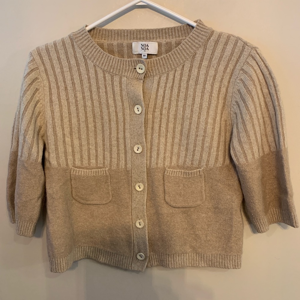 NOA NOA Beige Cropped Wool/Angora Sweater